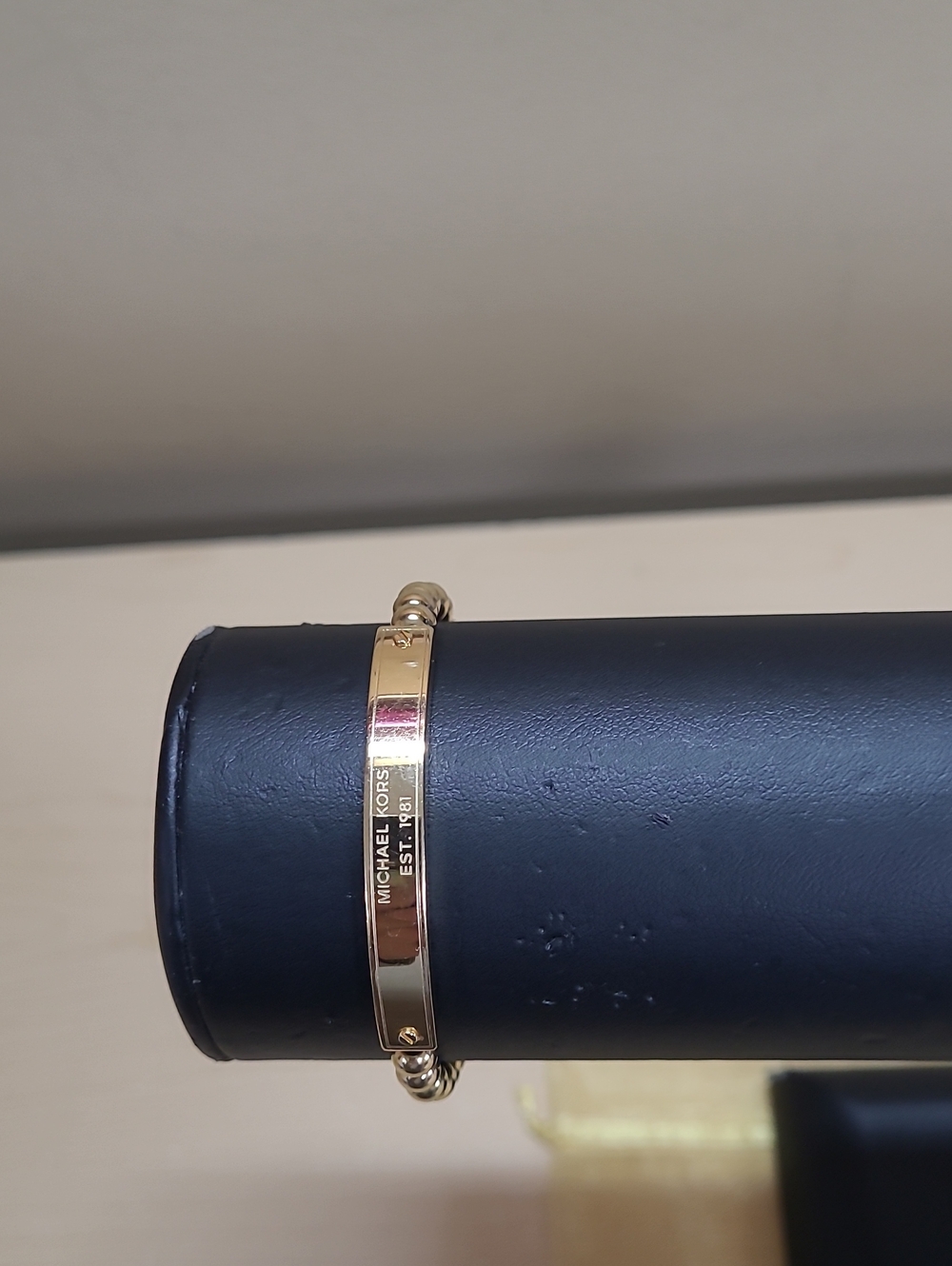 Michael Kors Est.1981 Gold-Tone Metal Upcycled Bracelet MK Dangling Charm